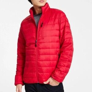 NWT Club Room Performance Packable Puffer Jacket Red Men's XL Water Resist